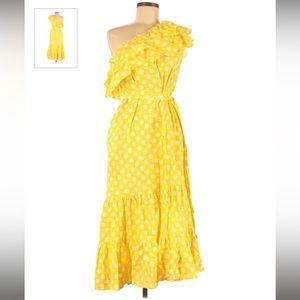 One shoulder polka dot maxi dress